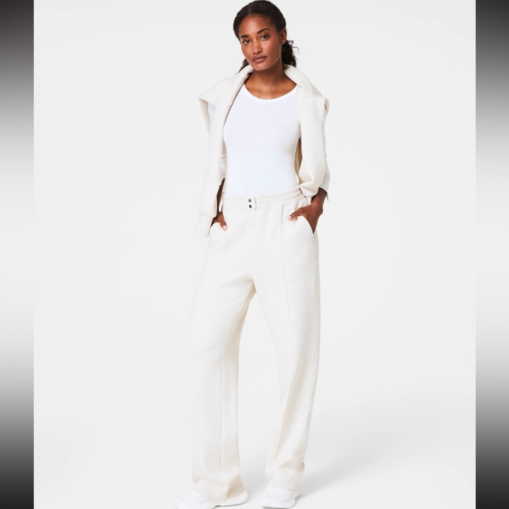 SPANX Brushed Straight Leg Pant In Heather Cream
